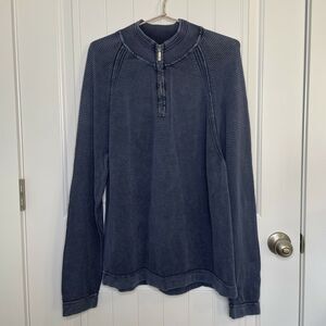 Tommy Bahama Relax Blue Knit 1/4 Zip Pullover Sweater Cotton Men's Large